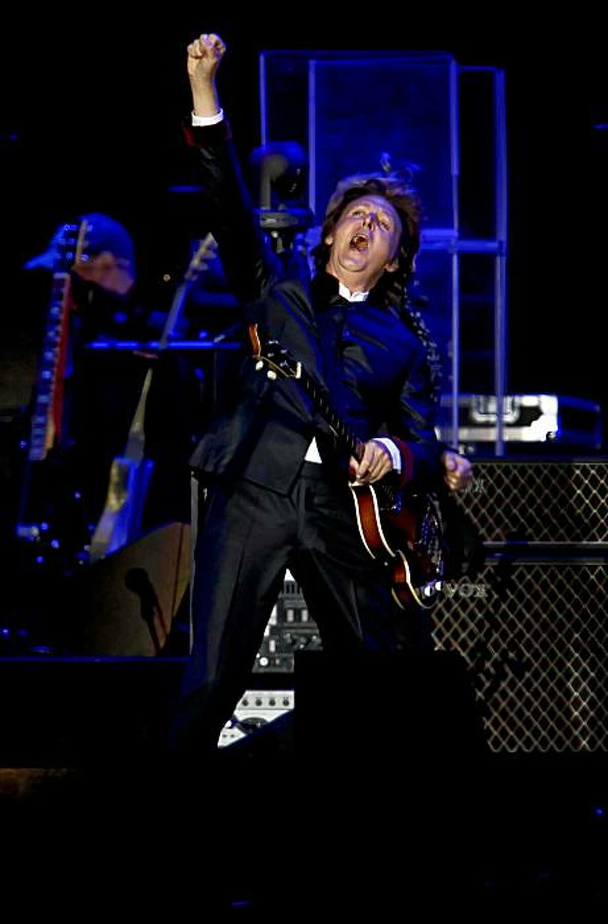 Sir Paul McCartney takes the stage as he plays a sold out show at AT&T Park in San Francisco, Ca. on Saturday July 10, 2010.