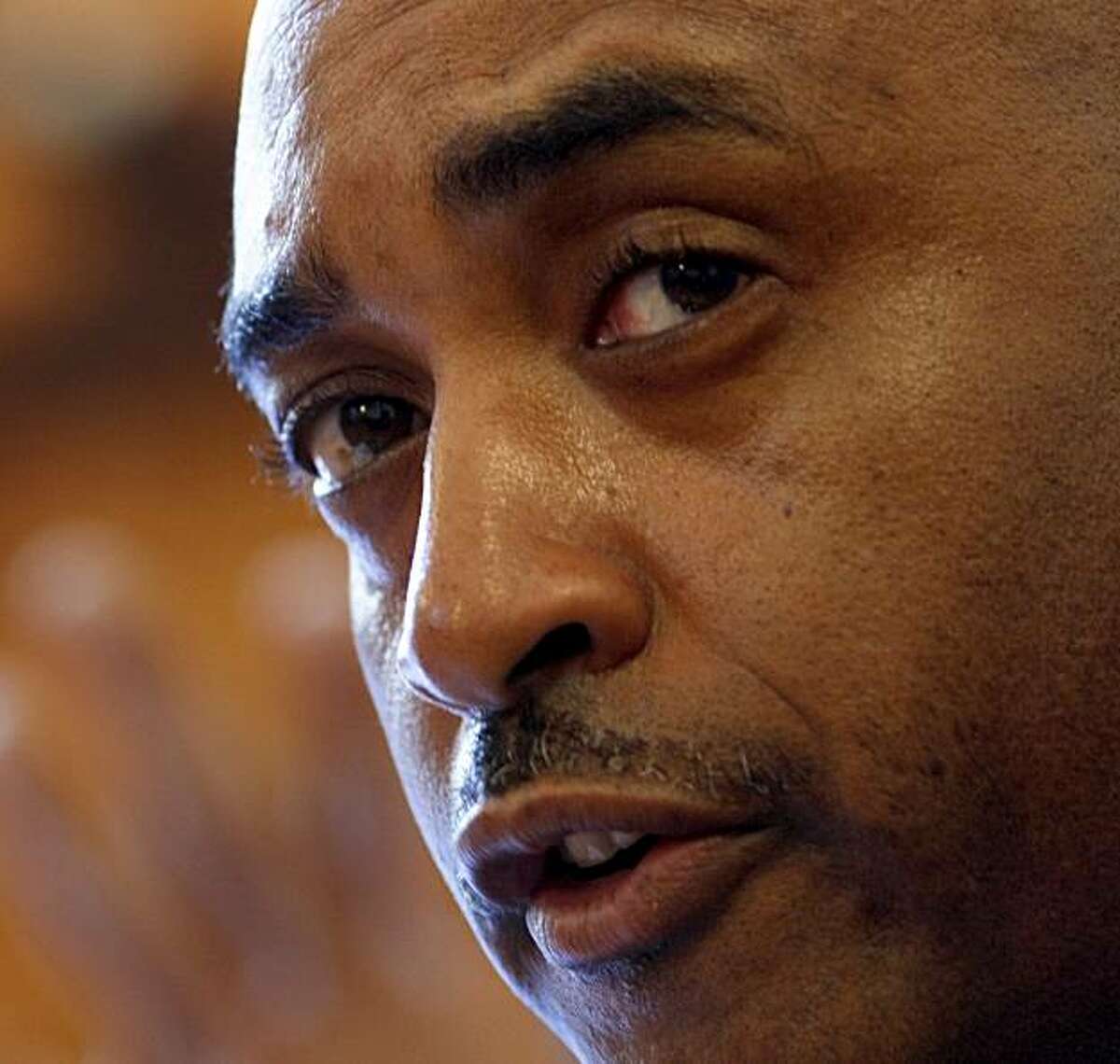 The new Chief of Police Anthony Batts answers questions during a press conference, Monday August 17, 2009, in Oakland, Calif.