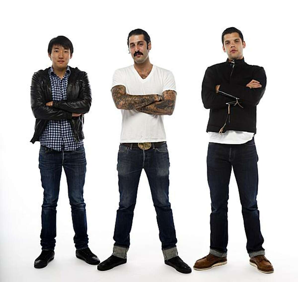 Bobby Yuen, left, Josh Harris, and Landon Eber pose for a photomontage in San Francisco, Calif. on Wednesday, June 9,2010.