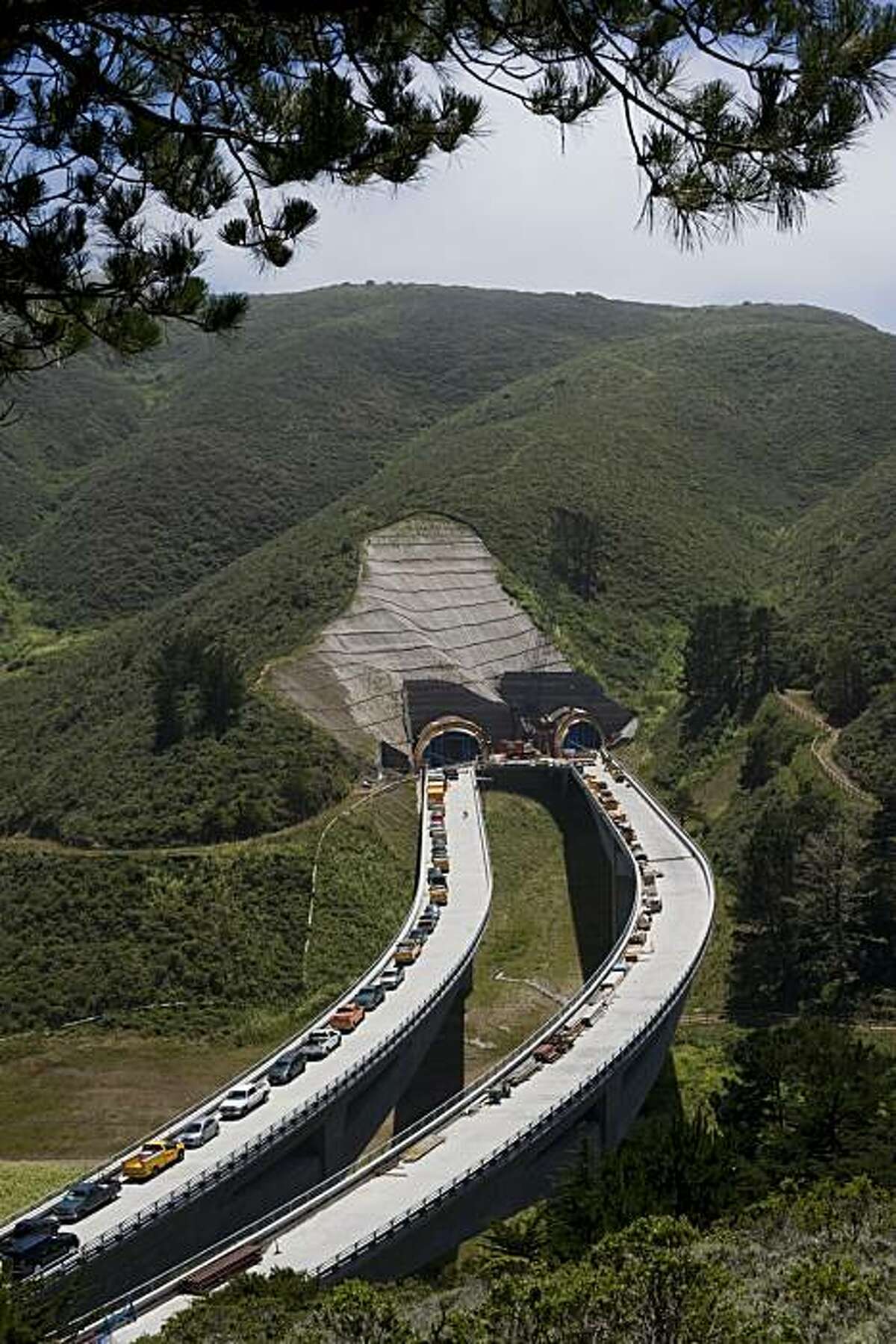 An elevated view of the north end of at the Devil's Slide Bypass in Pacifica, Calif., on June 17, 2010. Caltrans expects to break through in October of 2010 and complete the tunnel late 2011/early 2012.
