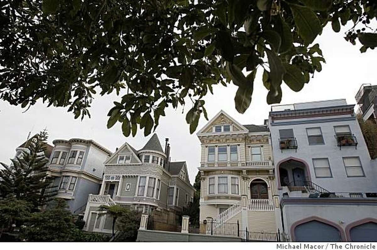 A row of homes along Fulton Street between Steiner and Fillmore Steets, on the edge of Alamo Square San Francisco, Calif., on Tuesday Nov. 11, 2008.