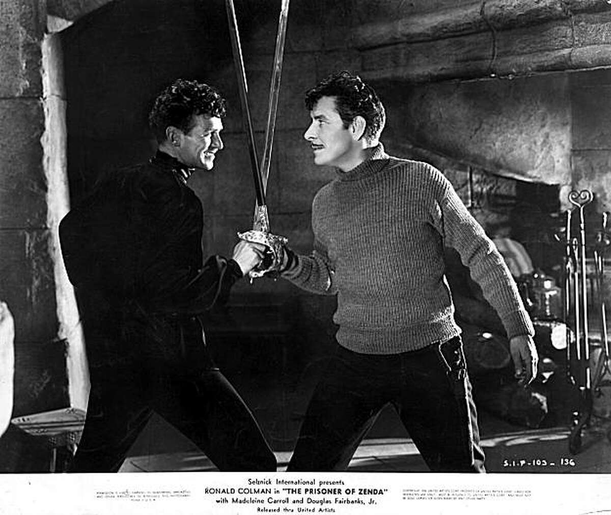 Douglas Fairbanks Jr. (left) and Ronald Colman cross swords in John Cromwell's 1937 classic "The Prisoner of Zenda."