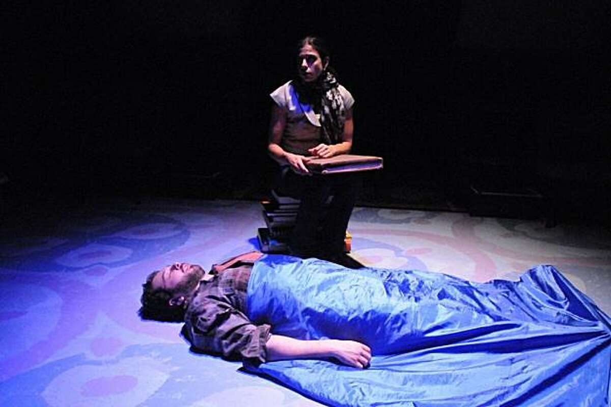 Rachel Rajput and Anthony Nemirovsky in Jason Grote's "1001," a modern retelling of the Arabian Nights staged by Just Theater
