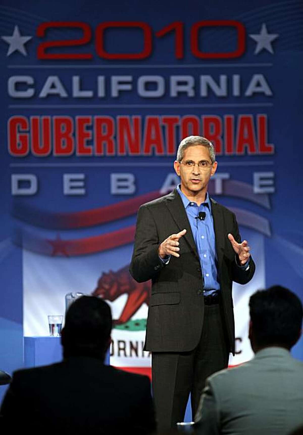 GOP gubernatorial candidates Steve Poizner speaks during a televised debate at the Tech Museum in San Jose, Calif. on Sunday, May 2, 2010. Steve Poizner and Meg Whitman squared off in their second debate as each vies to become the GOP nominee for California's governor.