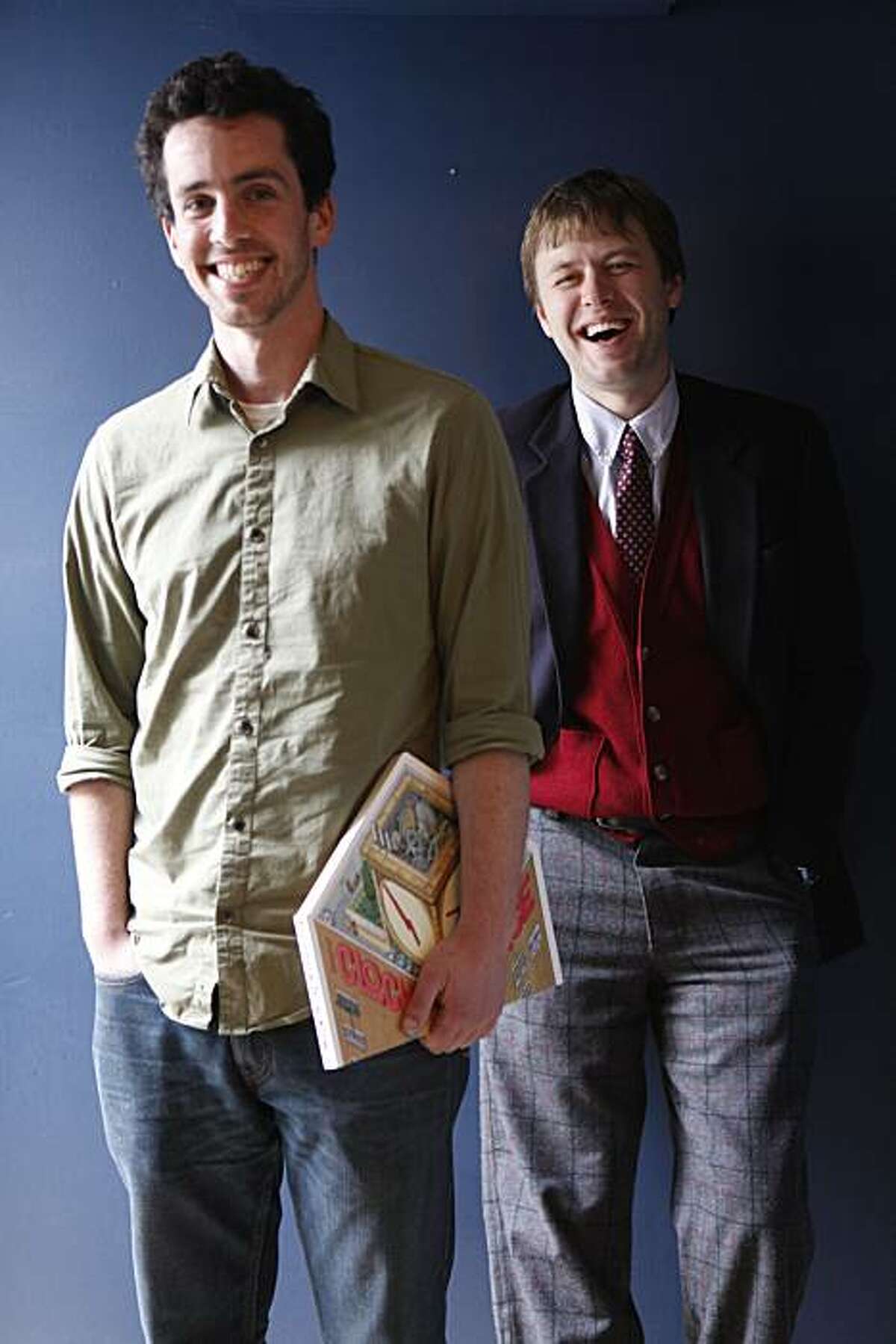 Eli Horowitz and Mac Barnett, authors of a new McSweeney's book called The Clock Without A Face, stand for a portrait at McSweeney's offices on Tuesday April 27, 2010 in San Francisco, Calif.