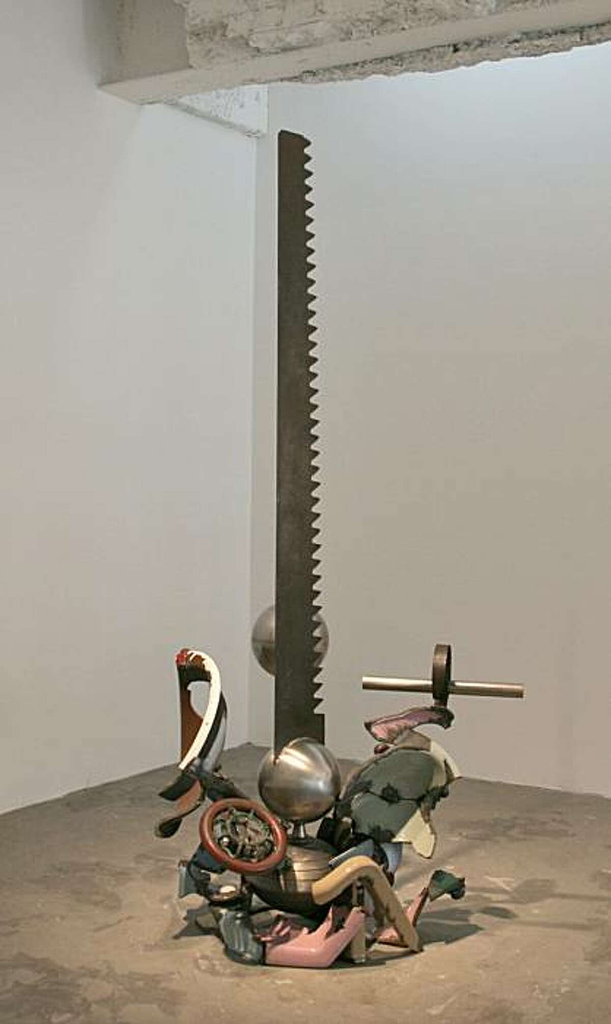 "Cross Cut" (2005) mixed media sculpture by Robert Hudson 77" x 34" x 24"