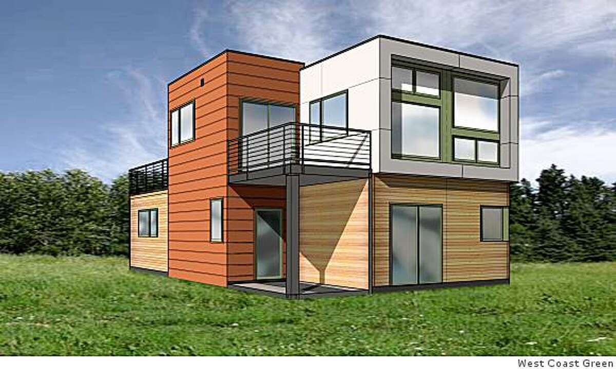 Computer-generated view of the front of the showhouse made from 40-foot shipping containers that will be on view at this week's West Coast Green in San Jose.