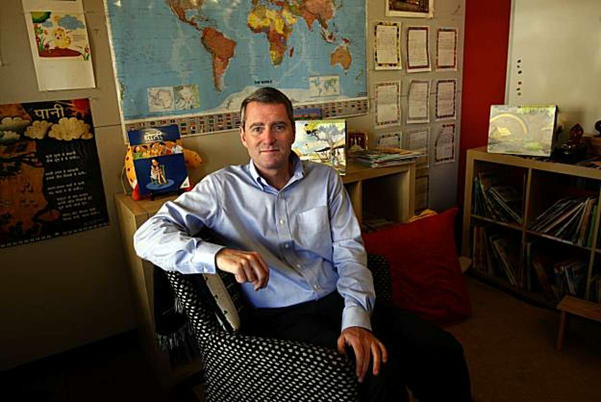 John Wood, founder of Room to Read--an organization which builds and stocks libraries in third world countries--in a children's reading room at his San Francisco office on Monday, February 8, 2010. Wood is leaving soon to open his 10,000th library in Nepal.