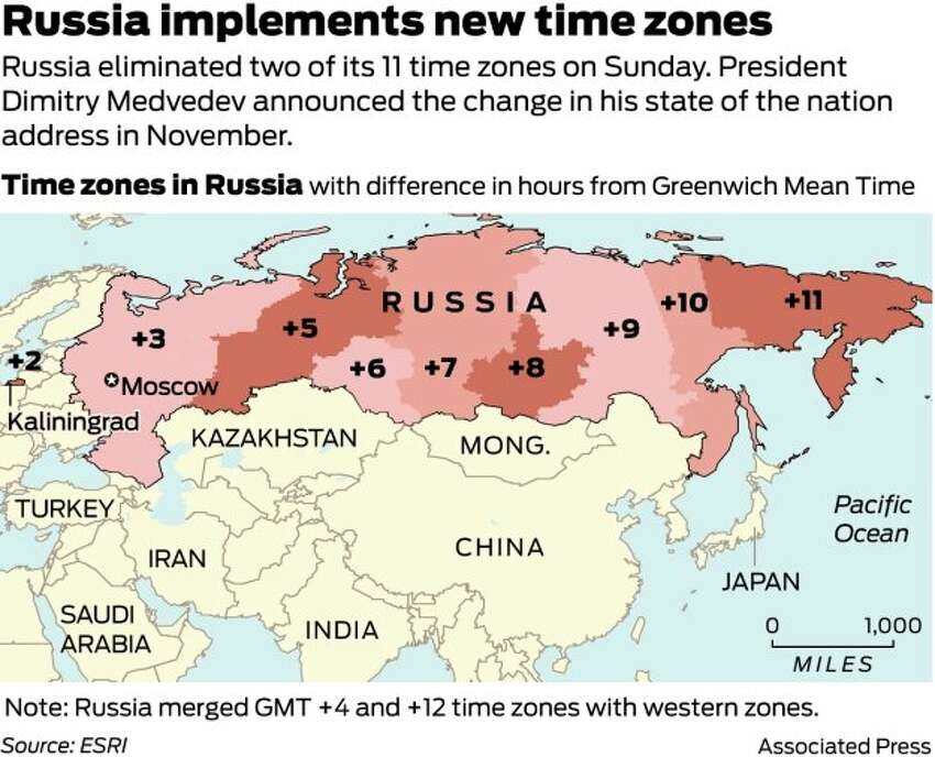Medvedev eliminates 2 Russian time zones