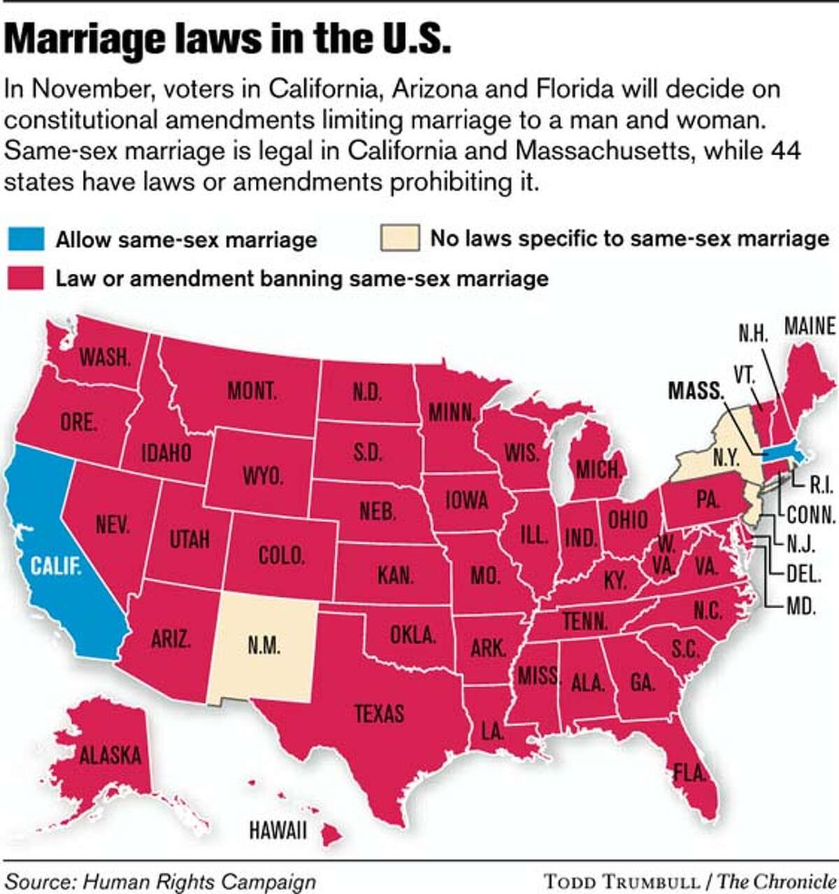 Marriage Laws in the U.S. (Todd Trumbull / The Chronicle)