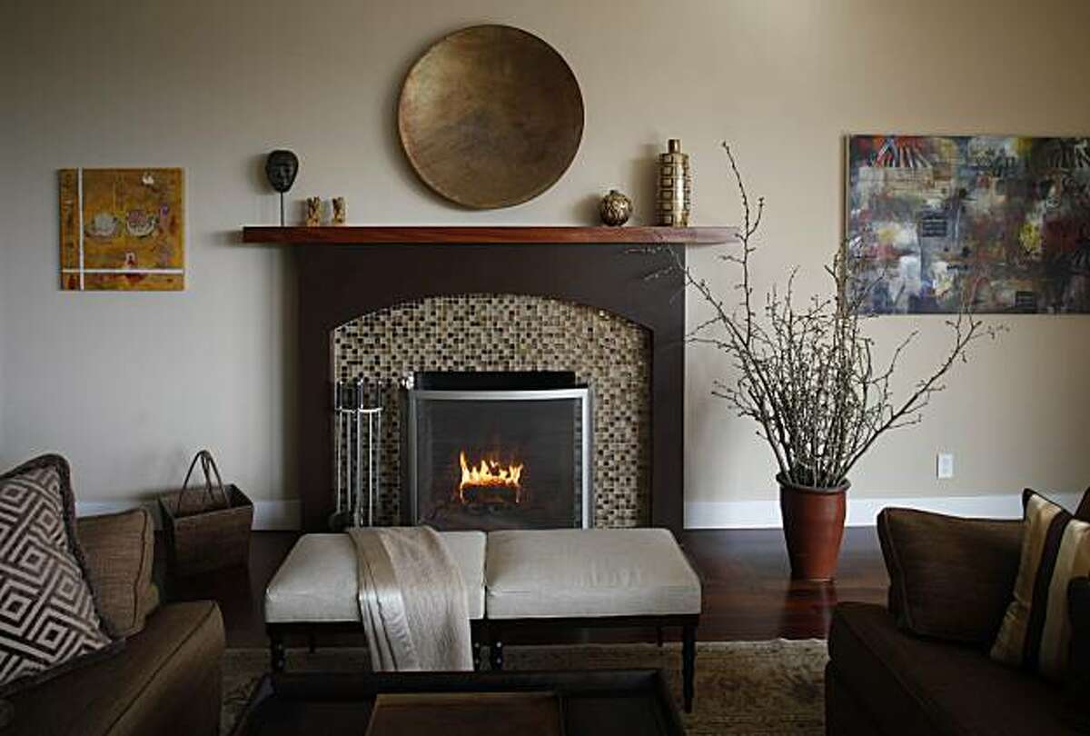The fireplace in the living room of Lauren and Rich Reese is seen in Kentfield, Calif. on Thursday, Feb. 25, 2010.