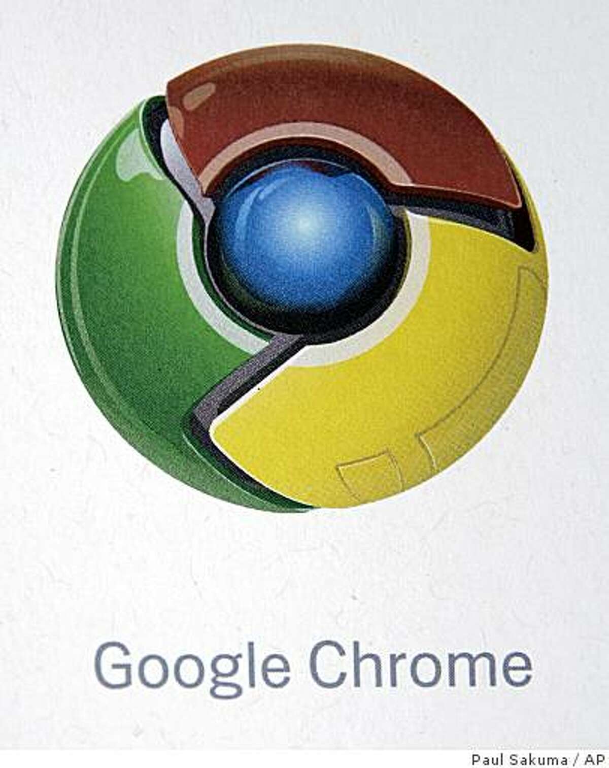 The logo for the Google Chrome Web browser is shown during a news conference at Google Inc. headquarters in Mountain View, Calif., Tuesday, Sept. 2, 2008. Google Inc. is releasing the Web browser in a long-anticipated move aimed at countering the dominance of Microsoft Corp.'s Internet Explorer and ensuring easy access to its market-leading search engine. (AP Photo/Paul Sakuma)
