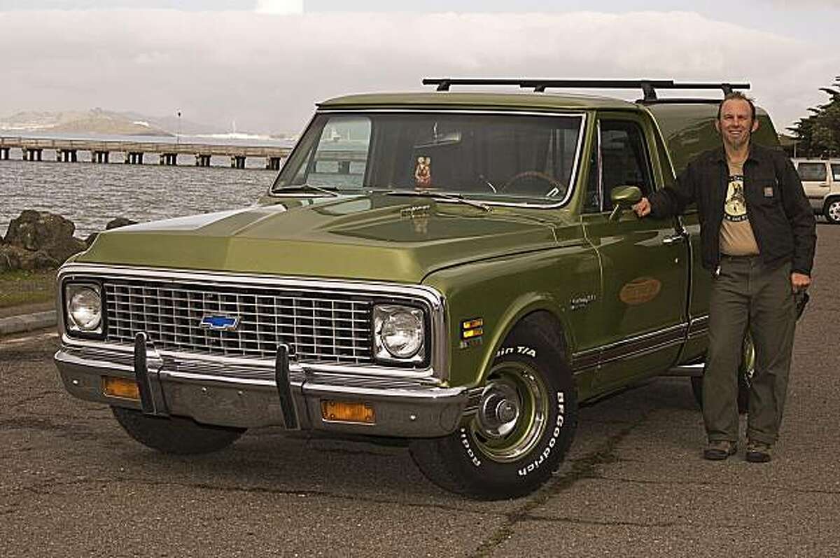 The truck is really fun to drive and embodies for me the excitement of an era when car makers were really doing innovative design work. Tony Bellaver and his 72 Chevy Custom C-10 PU photographed at the Berkeley Marina on San Francisco Bay February 8, 2010 (mis-label on releases 2/7/10)