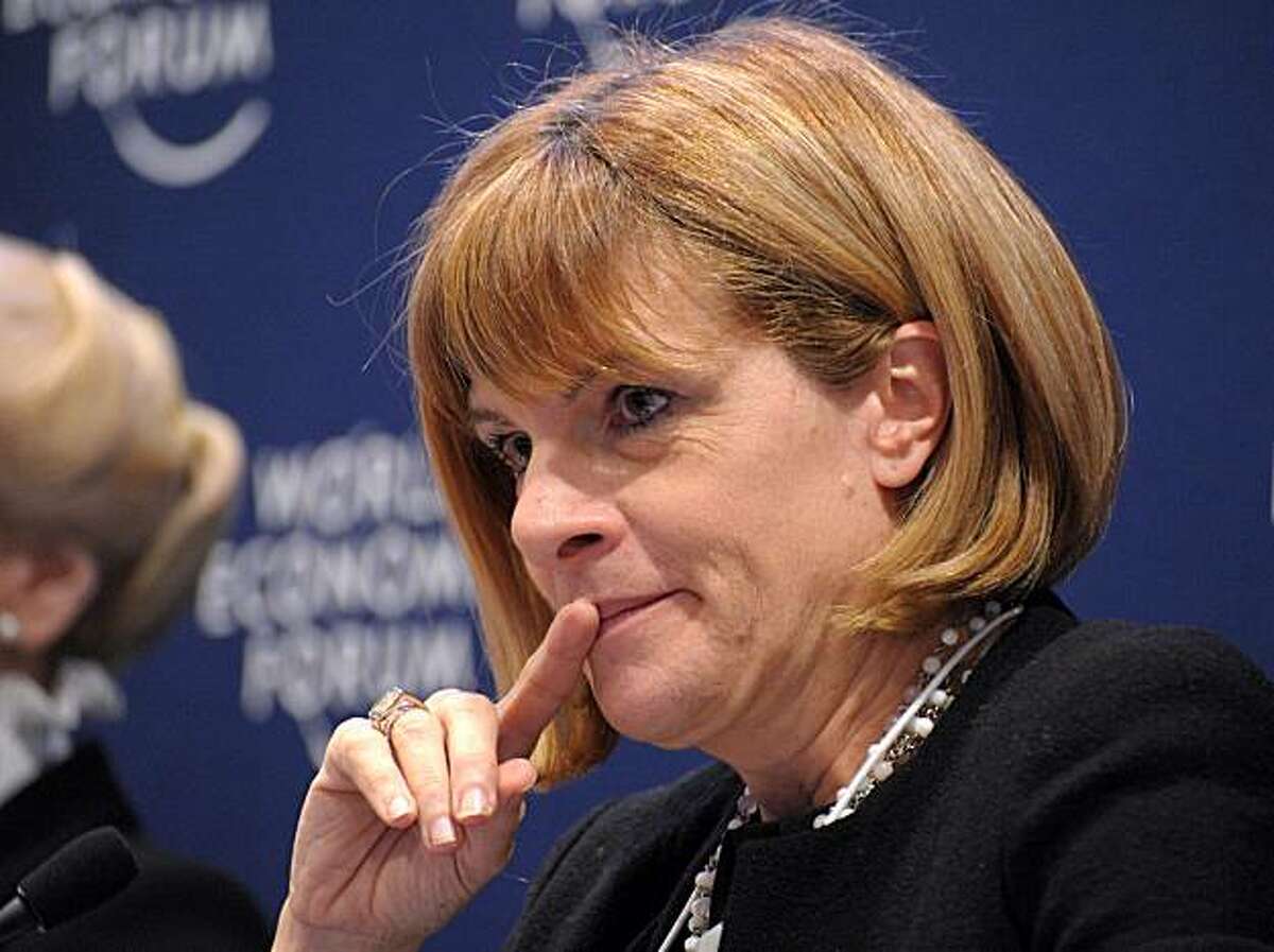 French nuclear giant Areva Chief Executive Anne Lauvergeon listens while attending the session "Managing the Growth of Nuclear Power" at the World Economic Forum on January 29, 2010 in Davos. The World Economic Forum is attended by 2,500 top politicians,captains of industries and civil society leaders.