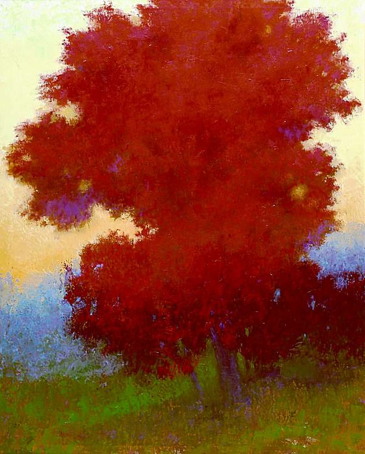 Red Bush, 1990s, oil on canvas, Richard Mayhew