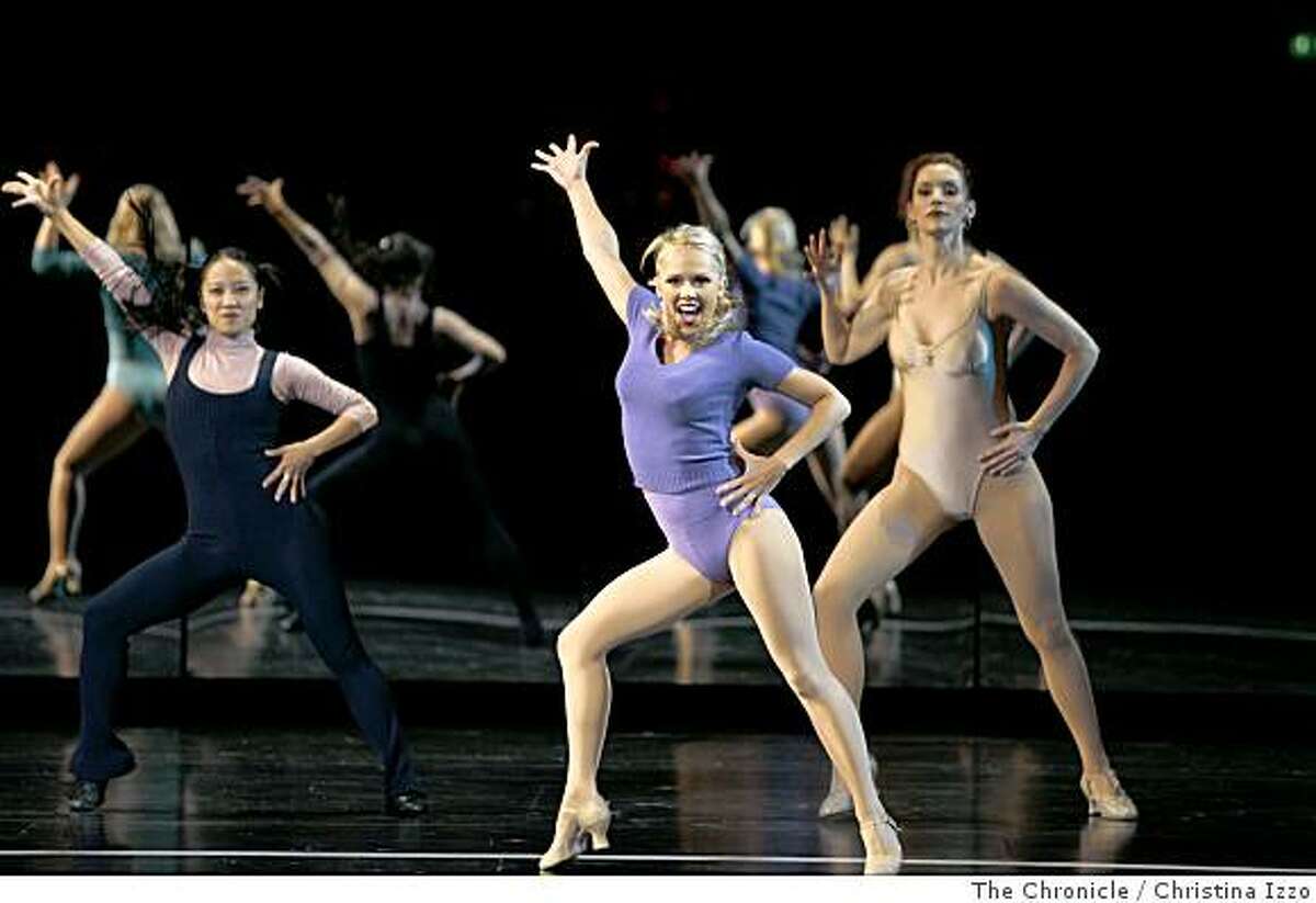 Jessica Wu, Natalie Elise Hall, and Emily Fletcher, from left, during the opening number of "A Chorus Line" on Wednesday, July 9, 2008, San Francisco, Calif.Matinee performance of "A Chorus Line,"which is coming back to Best of Broadway at Curran Theatre on Wednesday, July 9, 2008, San Francisco , Calif. Photo by Christina Izzo / The Chronicle