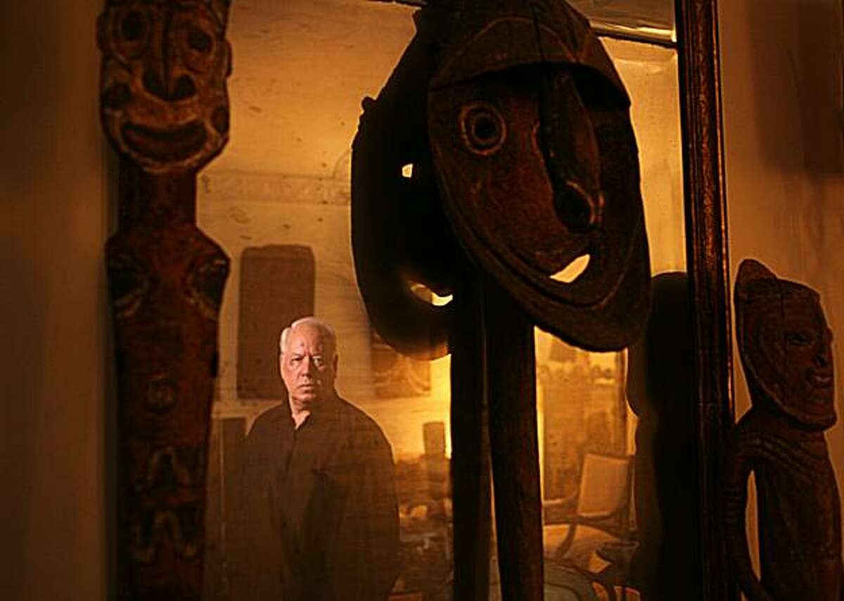 Rye, NY_Nov. 12, 2008_John Friede poses in his living room near part of his approximately 4,000 piece collection of art from Papua New Guinea. The Friedes are embroiled in a lawsuit with two of Mr. Friede's brothers over their mother's estate. The suit may endanger the collection, most of which has been promised to the Fine Arts Museums of San Francisco.