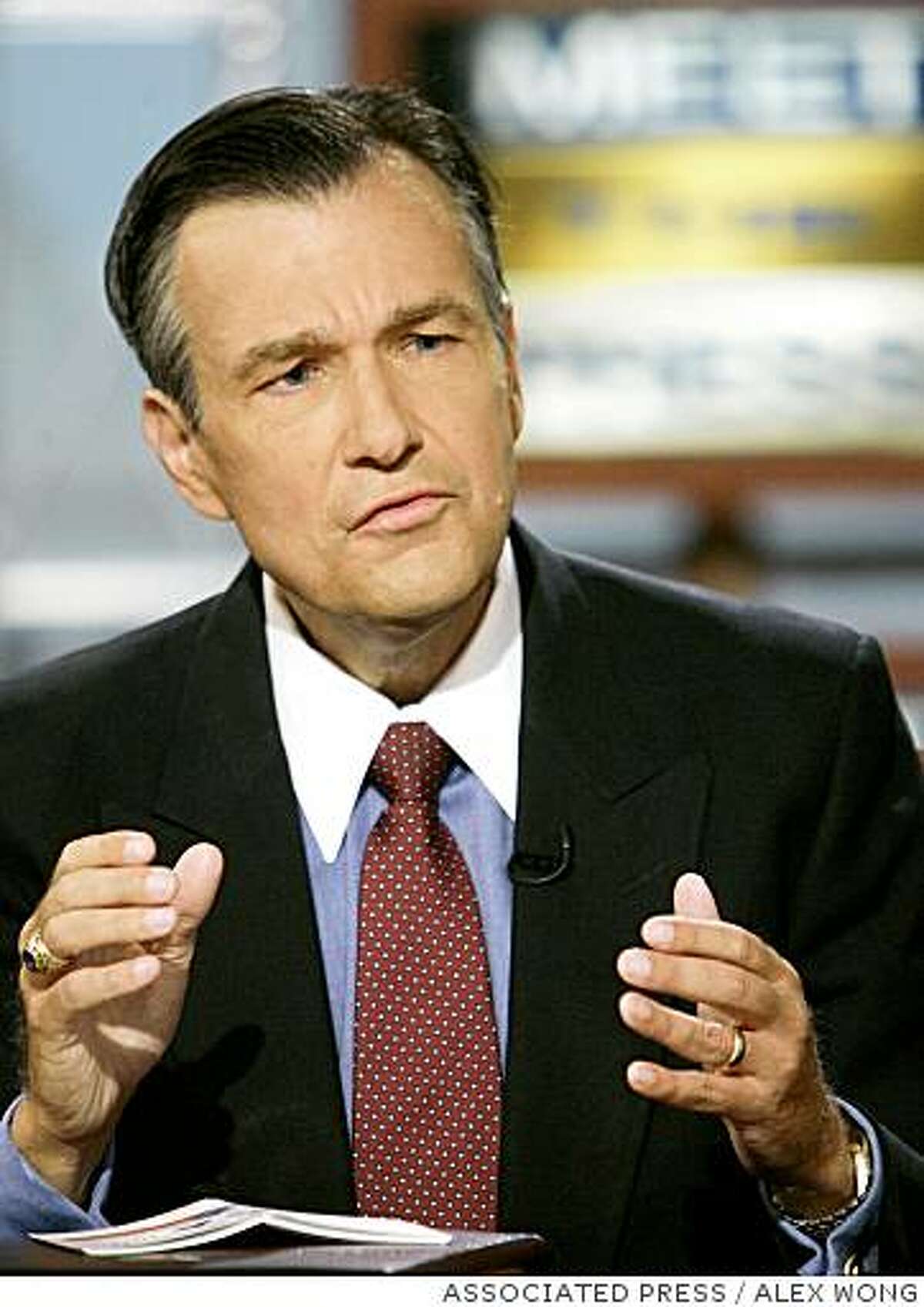 In this photograph provided by 'Meet the Press', professor Douglas Kmiec of Pepperdine University, appears during the taping of 'Meet the Press' Sunday, Aug. 7, 2005 at the NBC studios in Washington. (AP Photo/Meet The Press/Alex Wong)