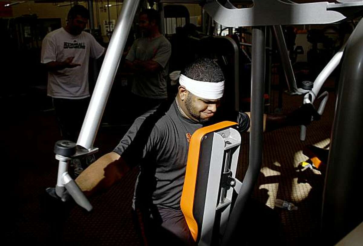 Pablo Sandoval works out at the Giants' minor league facility on Friday, Nov. 13, 2009 in Scottsdale, Ariz. Sandoval who is getting an early start on his off-season training wants to loose weight by the start of the 2010 Major League Baseball season. Photo by Joshua Lott for the San Francisco Chronicle
