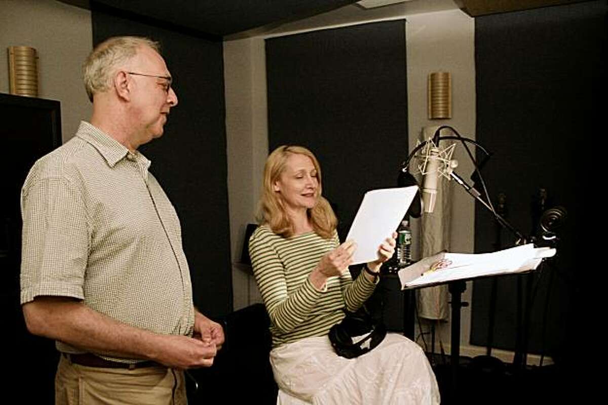 Director Gerald Peary (left) discusses the narration of his film "For the Love of Movies: The Story of American Film Criticism." with actress Patricia Clarkson.
