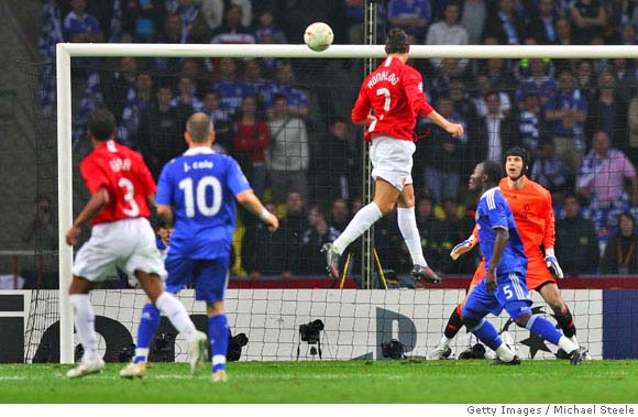 MAnchester United's Cristiano Ronaldo challenges Chelsea's Frank Lampard  during the UEFA Champions League Final Soccer match, Manchester United vs  Chelsea at the Luzhniki Stadium in Moscow, Russia on May 21, 2008. The