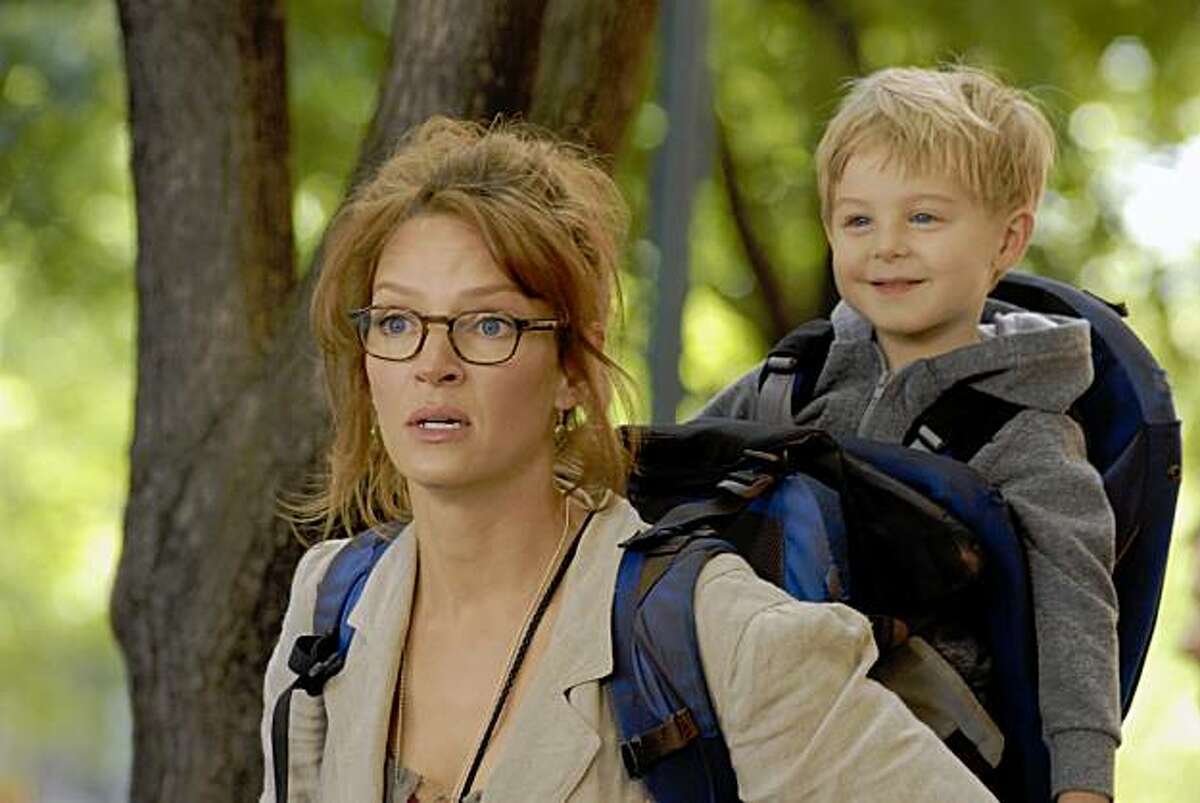 Uma Thurman stars as Eliza Welch, who is raising two children, including Lucas (David Schallipp) in Katherine Diekmann's film "Motherhood."