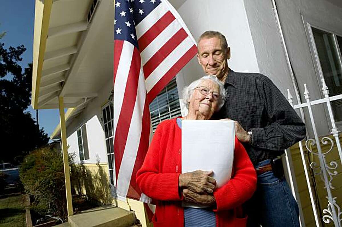 SAN JOSE, CA---Laverne Kidwiler, 86, thought it was a good idea to take out a reverse mortgage on her San Jose home. Kidwiler holds a copy of the mortgage in her arms. However, as with the case of many reverse mortgages she has eaten up almost all the equity in her home. Reverse mortgages are rising-debt loans so the interest is added to the loan balance each month. As the interest compounds, the interest owed increases significantly. Kidwiler's son Marvin Kidwiler is very concerned about his mom and the state of her loan.