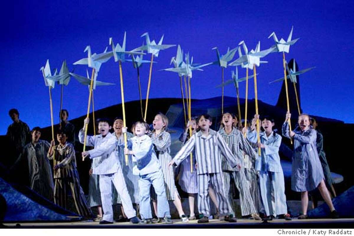The Chorus of Children, with their cranes, which represent flight and travel, as The San Francisco Opera and Cal Performances collaborate to present the local premier of "The Little Prince" in a dress rehearsal at Zellerbach Hall in Berkeley, Calif. on Wednesday, April 30, 2008. Photo by Katy Raddatz / San Francisco Chronicle