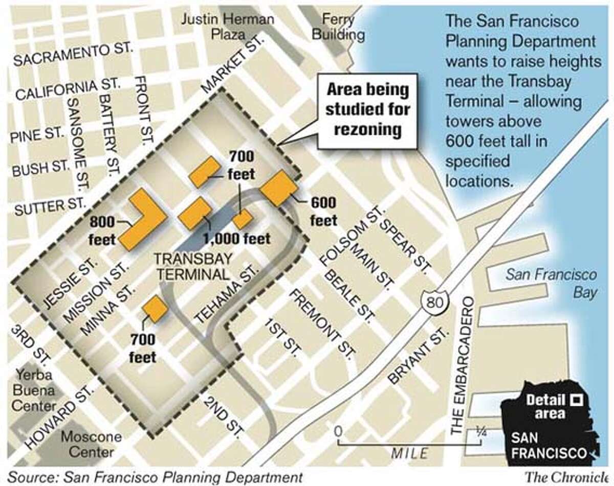 Area being studied for rezoning. Chronicle Graphic