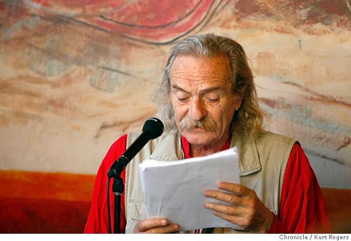 ###Live Caption:Jack Hirschman, SF poet laureate###Caption History:poet Jack Hirschman reads a letter from Iraqi Poet Sabah Jasim . Poetry reading at Cafe Triest .Lawrence Ferlinghetti and others read . SATURDAY, JULY 28, 2007 KURT ROGERS SAN FRANCISCO SFC THE CHRONICLE SFPOETREY30_0010_kr.jpg Ran on: 07-30-2007 Poet Laureate Jack Hirschman conceived the free festival.###Notes:###Special Instructions:MANDATORY CREDIT FOR PHOTOG AND SF CHRONICLE / NO SALES-MAGS OUT
