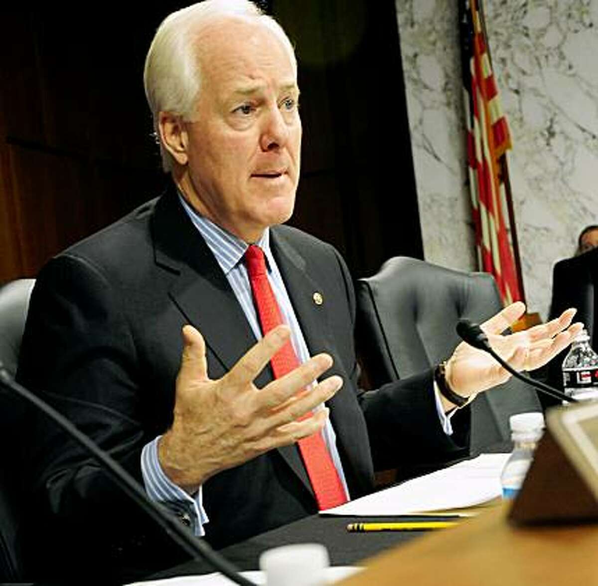 US Sen. John Cornyn,R-TX,, questions US Supreme Court Nominee Sonia Sotomayor on July 16, 2009 during the fourth day of confirmation hearings before the Senate Judiciary Committee on Capitol Hill in Washington, DC. AFP PHOTO/Karen BLEIER (Photo credit should read KAREN BLEIER/AFP/Getty Images)