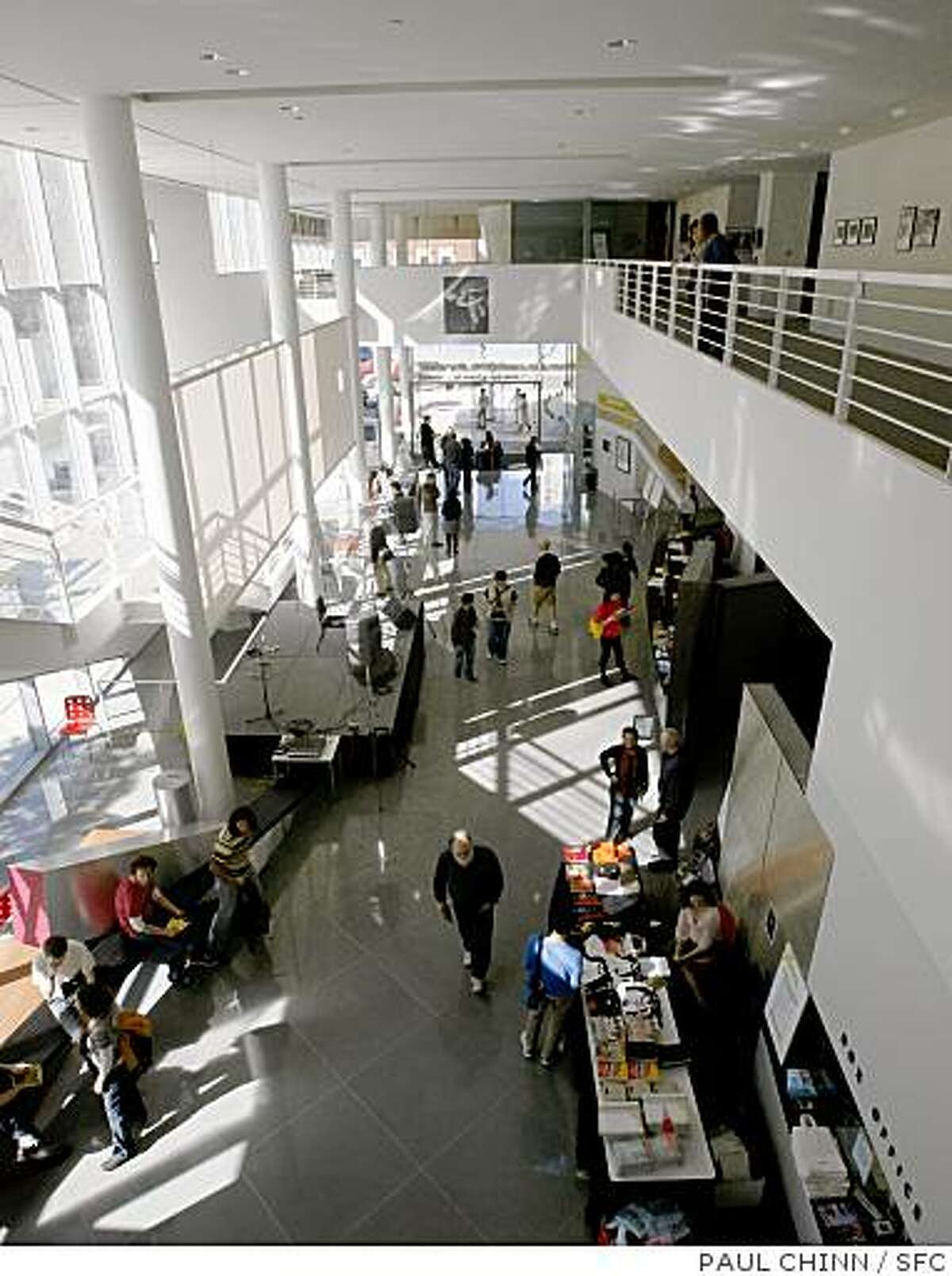 The lobby is filled with displays for the "What's the Big Idea Day" event at the Yerba Buena Center for the Arts in San Francisco, Calif. on Saturday, Feb. 9, 2008.