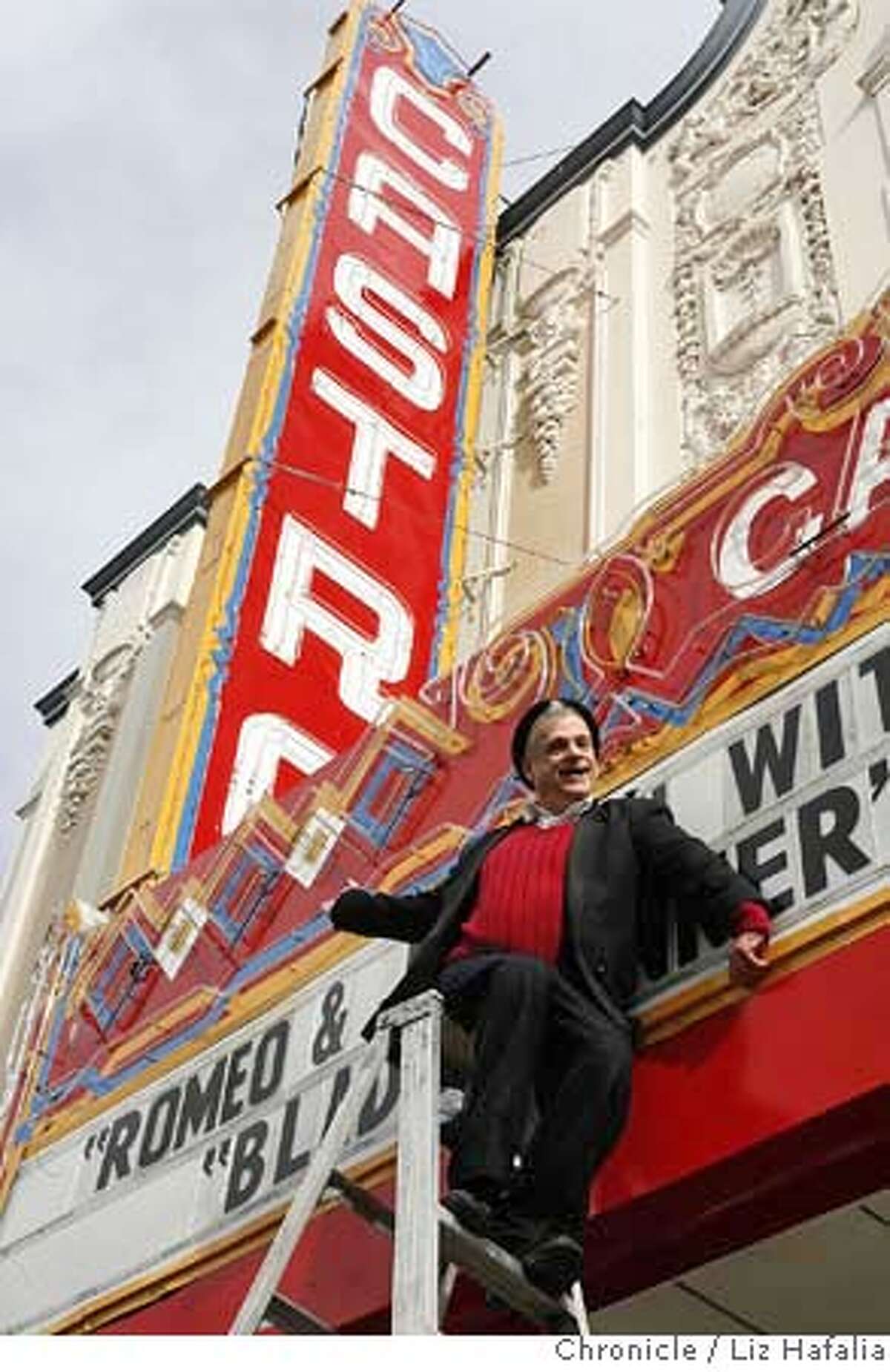 Marc Huestis in front of the Castro Theater. �2008, San Francisco Chronicle/ Liz Hafalia MANDATORY CREDIT FOR PHOTOG AND SAN FRANCISCO CHRONICLE. NO SALES- MAGS OUT.