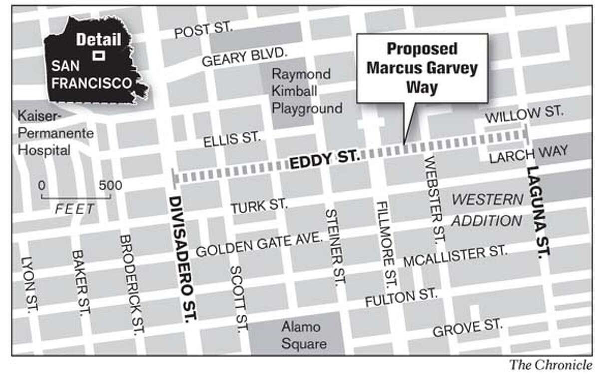 Proposed Marcus Garvey Way. Chronicle Graphic