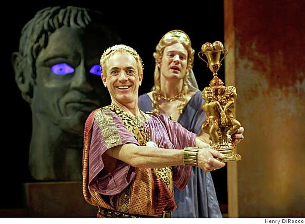 Danny Scheie (left) as the emperor Nero and Kasey Mahaffy in Amy Freed's "You, Nero" at Berkeley Rep