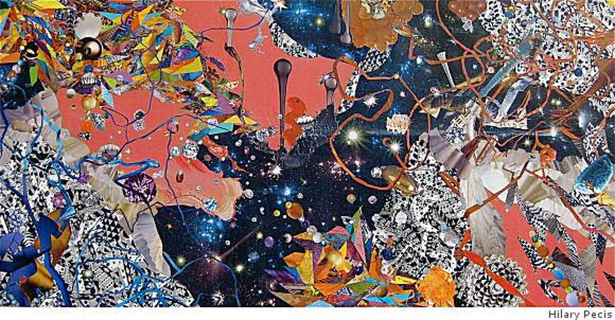 Hilary Pecis' Untitled from the Spring Series, 24 x 48" ink, collage acrylic on panel, 2009