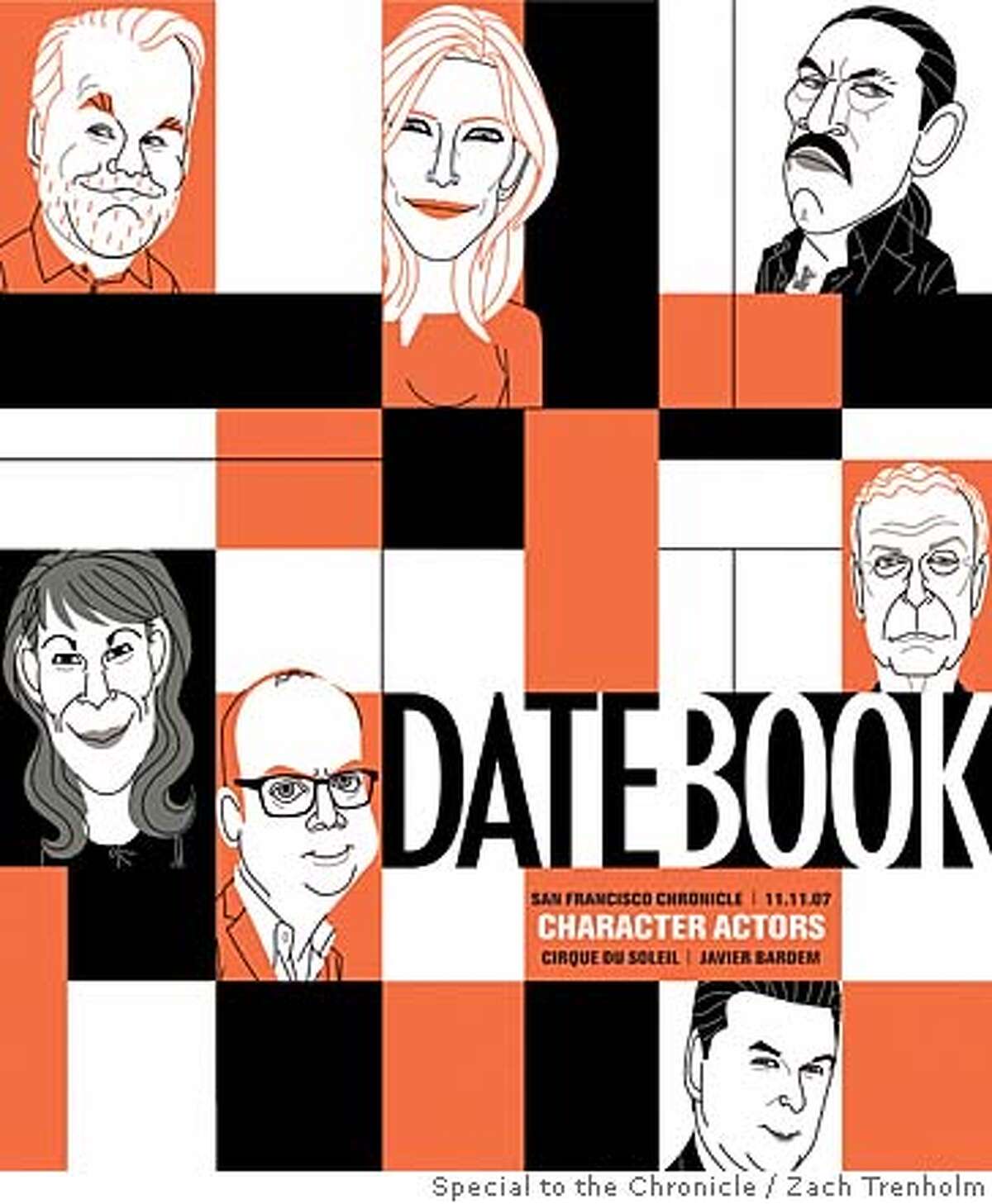 Character actors (clockwise from upper left): Philip Seymour Hoffman, Cate Blanchett, Danny Trejo, Michael Caine, Alec Baldwin, Paul Giamatti and Lili Taylor. Illustrations by Zach Trenholm, special to the Chronicle