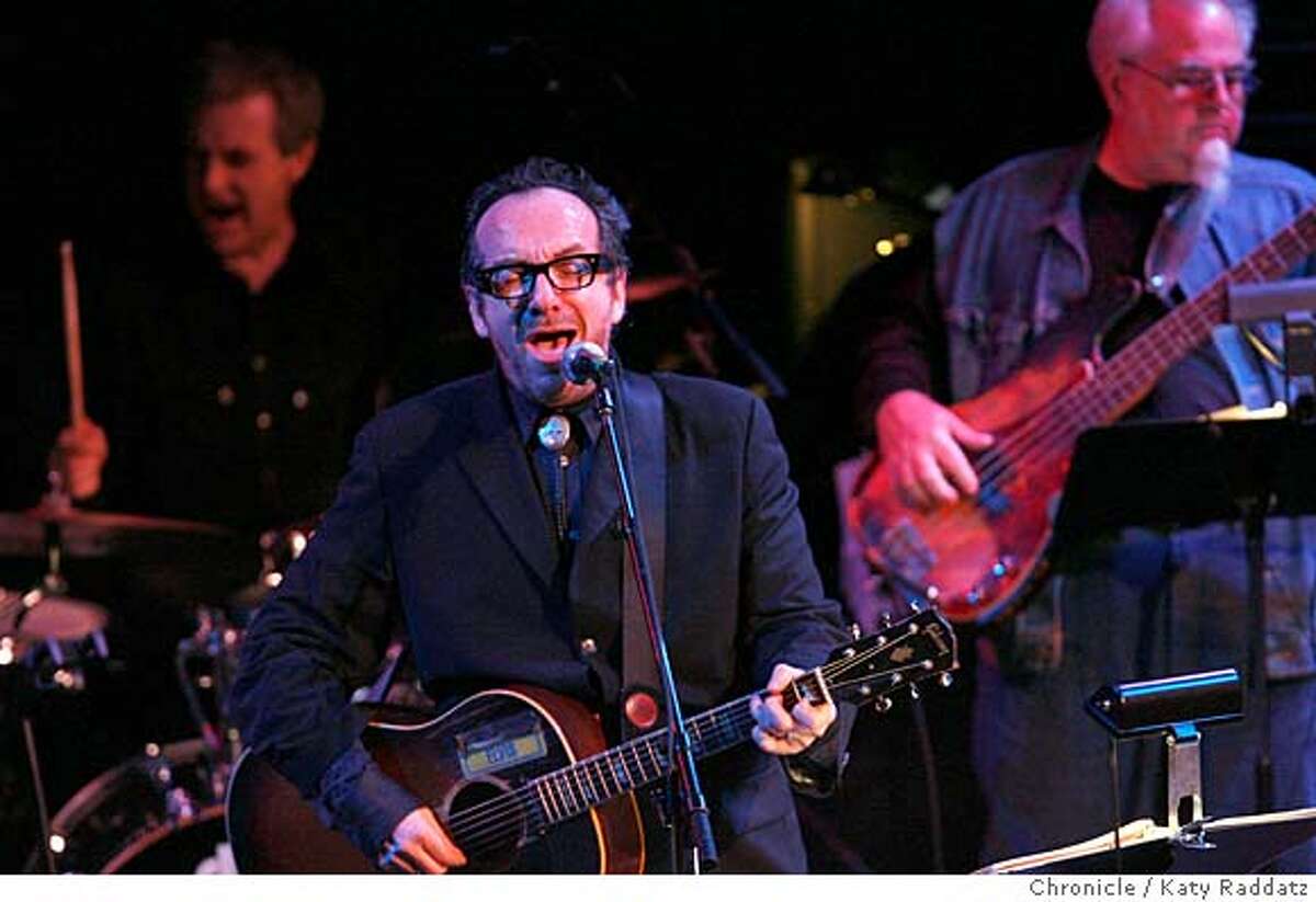 Elvis Costello in a benefit performance at the Great American Music Hall with Clover, the Marin County band who backed him on his first album. Benefit for keyboard player Audie de Lone. These pictures were made on Thursday Nov. 8, 2007, in San Francisco, CA. KATY RADDATZ/The Chronicle Photo taken on 11/8/07, in San Francisco, CA, USA