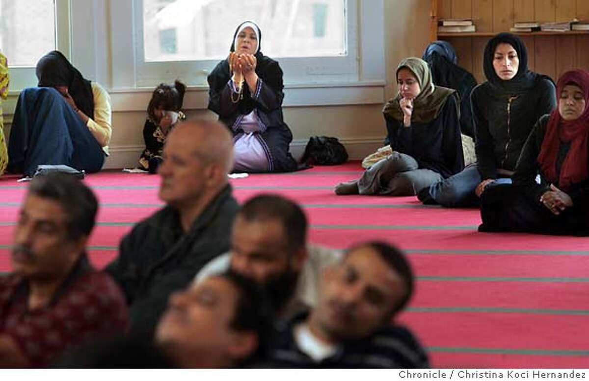 At Friday prayers at the Islamic Society of San Francisco, the wall separating men and women has been removed, but the two genders are still separated by space. The wall that once separated men from women at the Islamic Society of San Francisco torn down, and now all pray in the same room. Now, some see the wall's removal as a symbol of liberation, and others including several women, felt that it shattered their sense of Islam. (CHRISTINA KOCI HERNANDEZ/THE CHRONICLE) (cq) Mandatory Credit For Photographer and San Francisco Chronicle/No-Sales-Mags Out