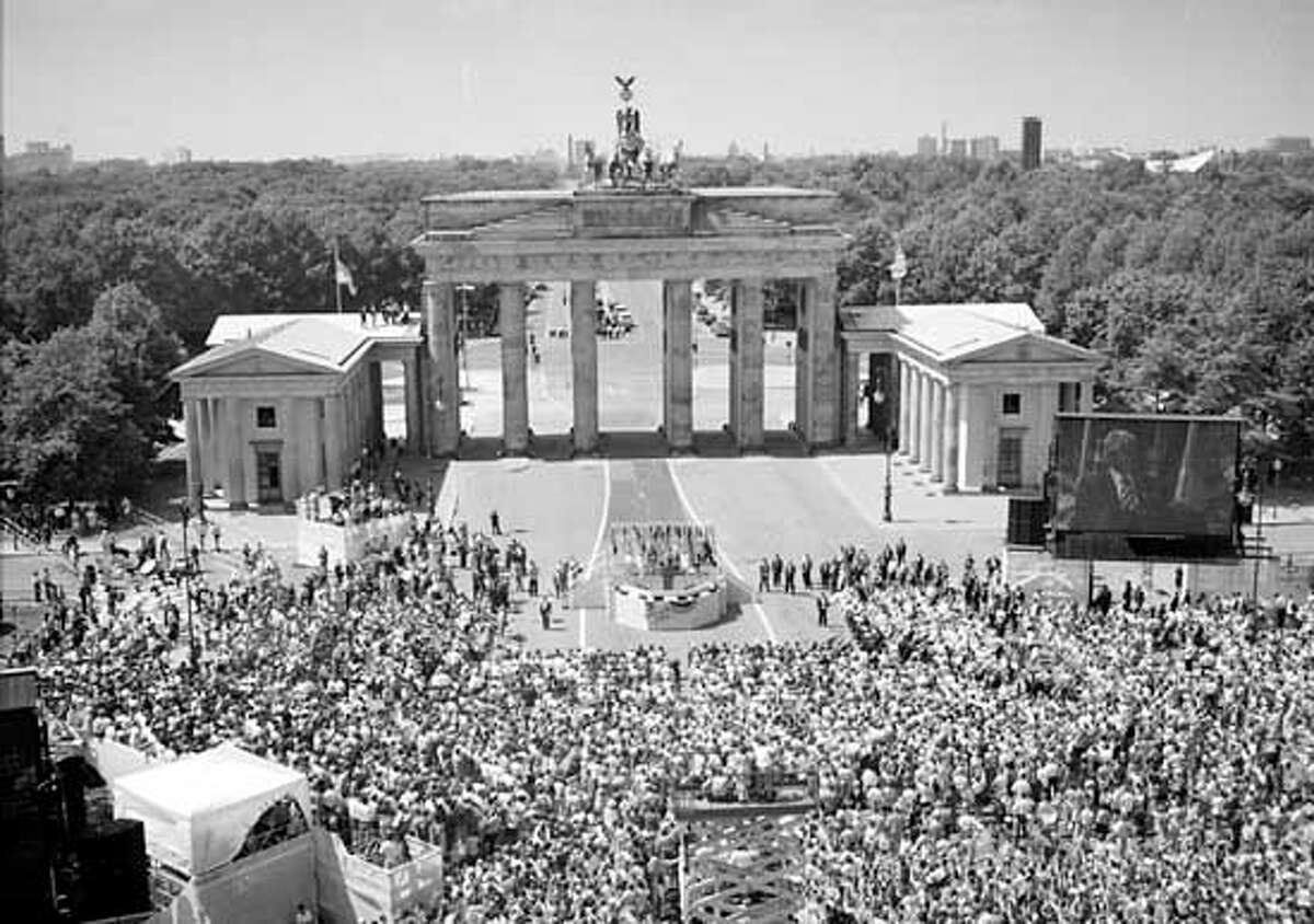 East Germany seals gate. East Germany closes the Bradenburg Gate on Aug. 13, 1961, sealing the border between East and West Berlin in preparation for building the Berlin Wall.