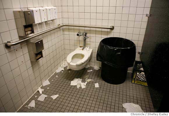 Chinatown eyesore at restroom in park