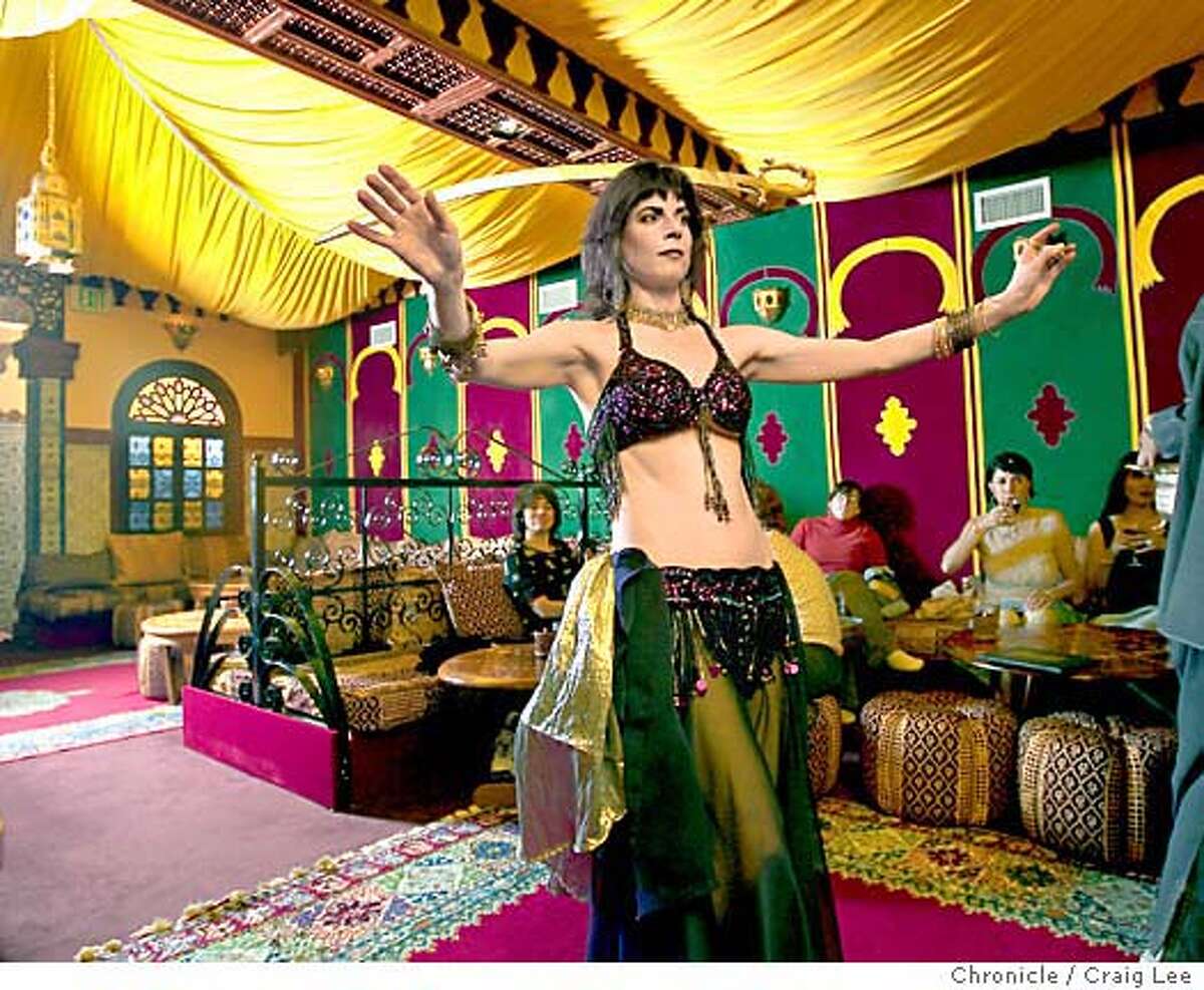 Belly dancer Jahziha performs at the recently relocated El Mansour in San Francisco's Richmond District. Chronicle photo by Craig Lee