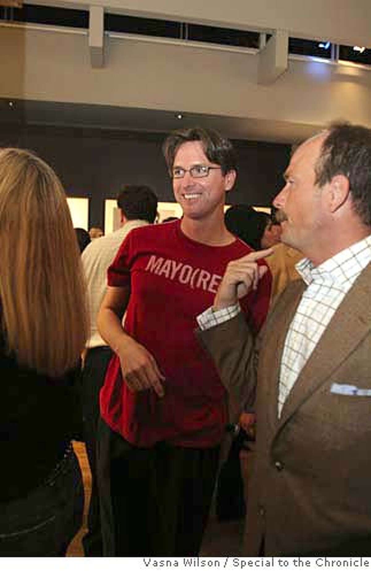 SFIS1606_Gap FOR USE WITH 10/8/06 MATIER AND ROSS...M&R WOULD LIKE THE PHOTO CROPPED IN TO EMPHASIZE GAVIN'S HAIR. San Francisco, CA - Mayor Gavin Newsom attended the Gap's opening night of a new photo exhibit of portraits taken by famous fashion photographers that were in Gap ads at the Yerba Buena Center for the Arts in downtown San Francisco, Tuesday, Oct. 3, 2006. Opening night party co-sponsored by Vanity Fair. (Vasna Wilson/Special to the Chronicle) Mantory credit for photographer, San Francisco Chronicle. Magazine out.