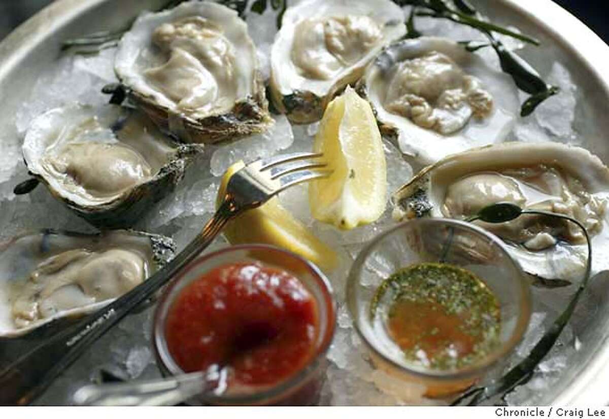 Willi's Seafood & Raw Bar restaurant in Healdsburg at 403 Healdsburg Avenue. Photo of oysters. Photo for restaurant review in the Sunday magazine. Event on 2/23/04 in Healdsburg. Craig Lee / The Chronicle