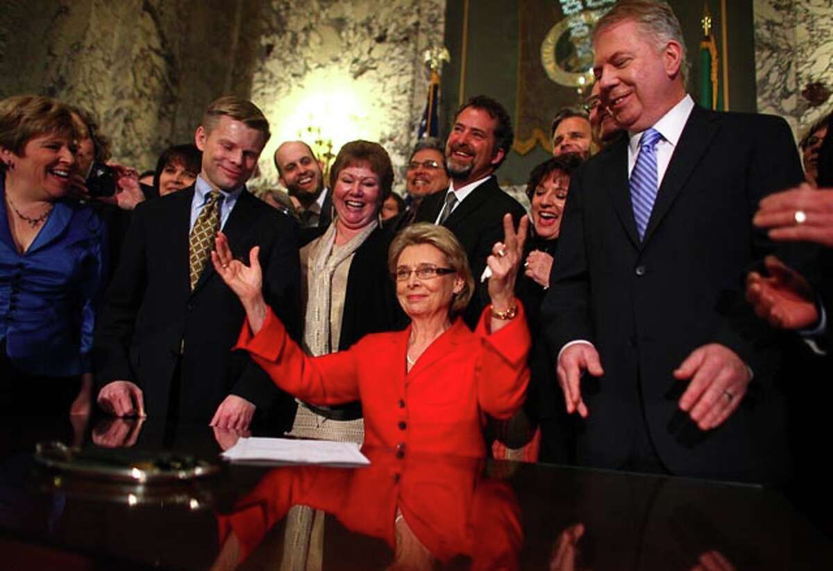 Gov. Chris Gregoire signs into law legislation making Washington the seventh state to legalize same-sex marriage.  It faces a fall referendum if repeal advocates collect enough signatures by June 6.