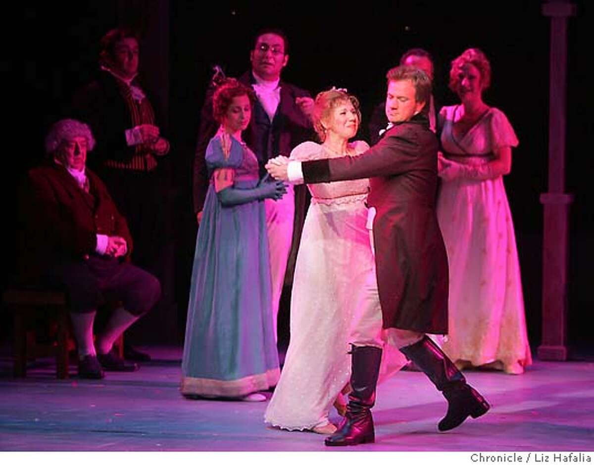 EMMA_062_LH_.JPG New musical EMMA at TheatreWorks with Mr. Knightley played by Timothy Gulan (right), dancing with Harriet Smith played by Dani Marcus. Liz Hafalia/The Chronicle/San Francisco/8/23/07 ** Timothy Gulan, Dani Marcus cq �2007, San Francisco Chronicle/ Liz Hafalia MANDATORY CREDIT FOR PHOTOG AND SAN FRANCISCO CHRONICLE. NO SALES- MAGS OUT.