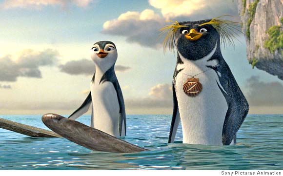 Any penguin can march, but these dudes surf