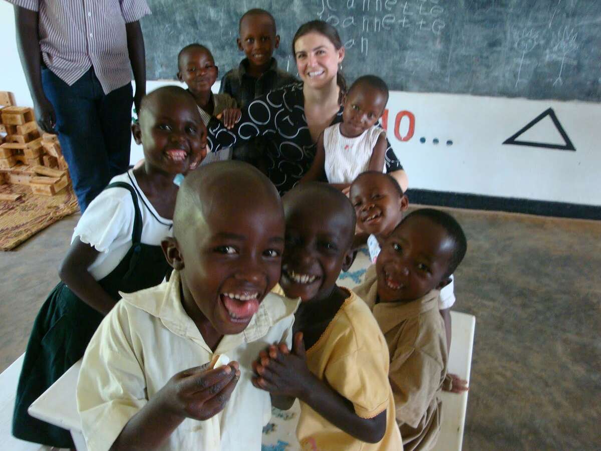 Katherine Lorenz working with the children at Hope and Homes in Rwanda.