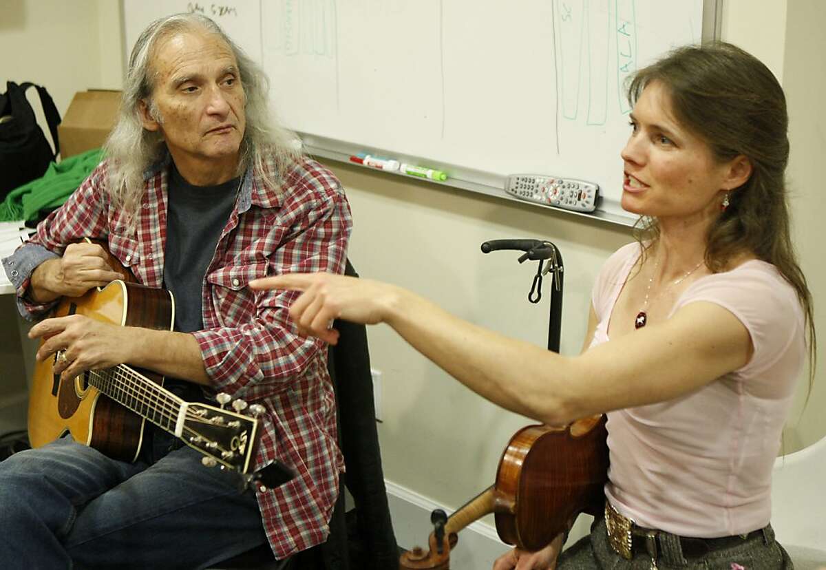 Jimmie Dale Gilmore (left) and Heidi (right) rehearse with the Wronglers on Wednesday, February 15, 2012. Heidi Clare will be one of the performers at the Warren Hellman Memorial in Golden Gate Park on February 18, 2012.