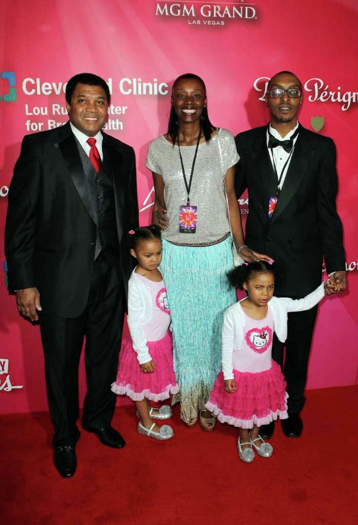 Members of the Ali family arrive at the Keep Memory Alive 16th Annual "Power of Love Gala" honoring Muhammad Ali with his 70th birthday celebration on Saturday, Feb. 18, 2012, in Las Vegas. (AP Photo/Jeff Bottari)